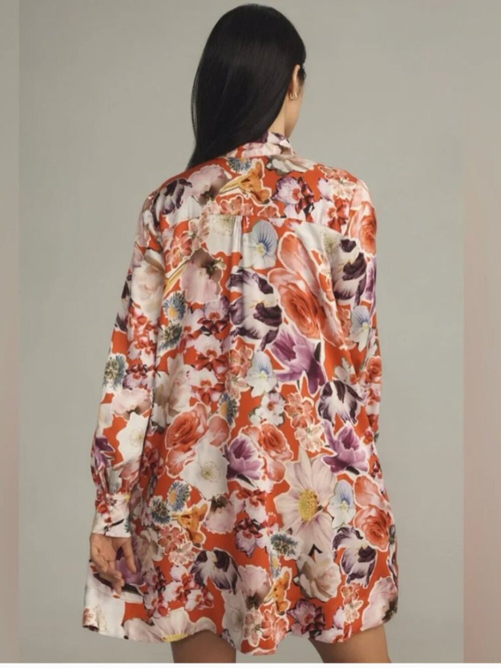 Anthropologie The Caroline Tie-Neck Mini Dress by Maeve Floral Multicolor Dress - Picture 4 of 5